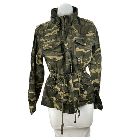 Shinestar Women's Green Camo Army Military Full Zip Anorak Utility Jacket Size M - Picture 1 of 5